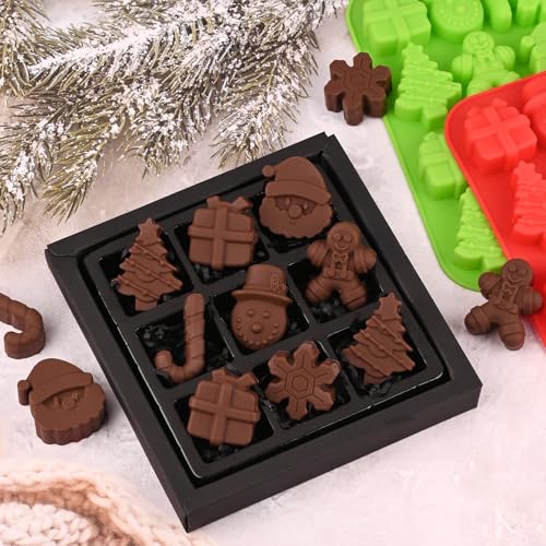 Christmas Silicone Candy Molds - 4 Pack, 14 Cavity Xmas Baking & Chocolate Molds
