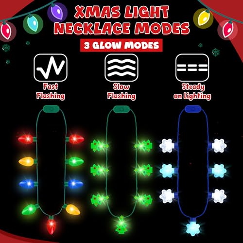 18Pcs Christmas Lights Necklace Set - Festive Holiday Party Favors & Decorations