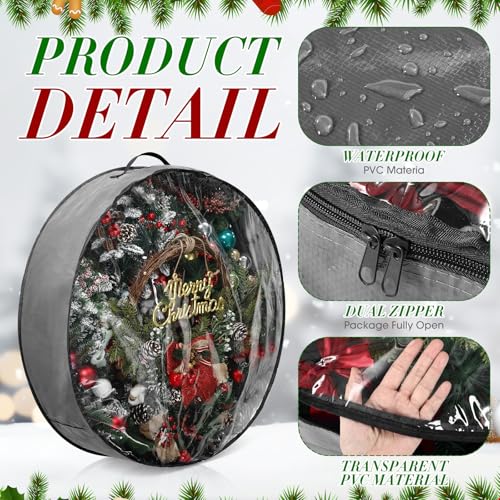 4 Pack Wreath Storage Containers 24-Inch Holiday Garland Bags Gray