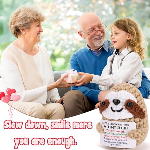 Handmade Crochet Sloth Stress Relief Gift - Inspirational Desk Decor