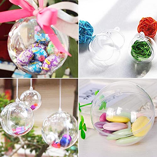 20 Pack Clear Plastic Fillable Ornaments (3.15 Inch) - DIY Craft Baubles