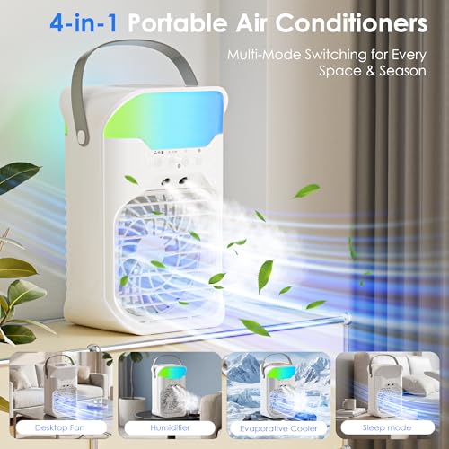 Portable Air Cooler 4-in-1 Personal AC with 1600ml Tank and Remote Control