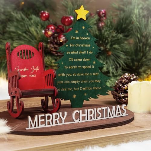 Wooden Memorial Candle Holder Sign with Rocking Chair - Sympathy Keepsake