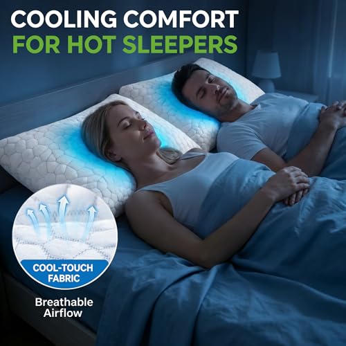 SUPA MODERN Cooling Shredded Memory Foam Pillows, Queen Size (Set of 2)