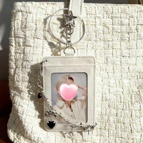 Punk Style Photocard Holder Keychain with Charms, 2-Piece Set