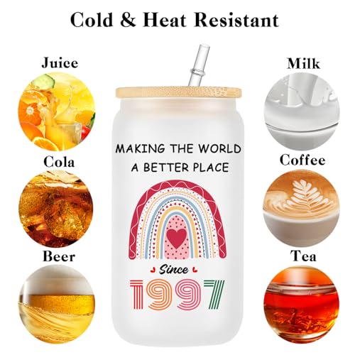 1997-29 Birthday Glass Cup for Women Her Wife Daughter Sister - Frosted Drinking Mug Gift