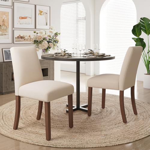 Parsons Dining Chairs Set of 2, Upholstered Kitchen Chairs with Wood Legs