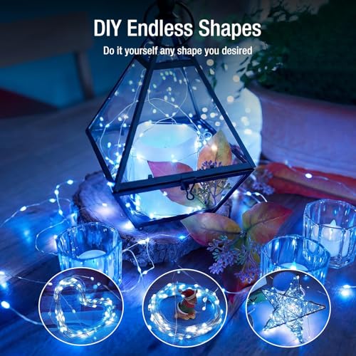 Fairdeer 12 Pack Fairy Lights - Blue & White 7ft Waterproof LED String Lights (3 Modes) Battery Operated