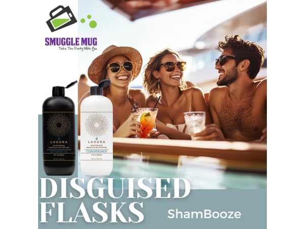 Smuggle Mug 2-Pack Discreet Plastic Shampoo Bottle Flasks for Liquor, 17oz each