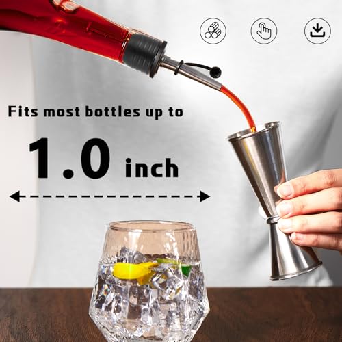 12 Pack Liquor Pour Spouts with Large Neck Bottle Adapters - Stainless Steel & Silicone