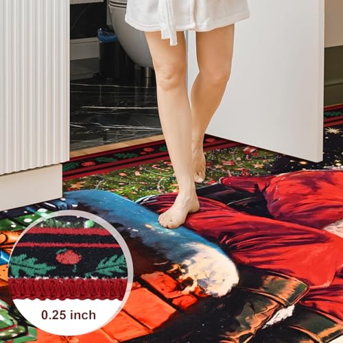 Likiyol Red Christmas Area Rug 3x5 ft Santa Claus Non-Slip Washable Faux Cashmere