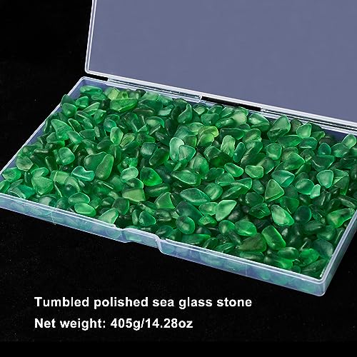 Green Sea Glass Stones for Crafts - 1 lb Small Pebbles for Aquariums & Vases