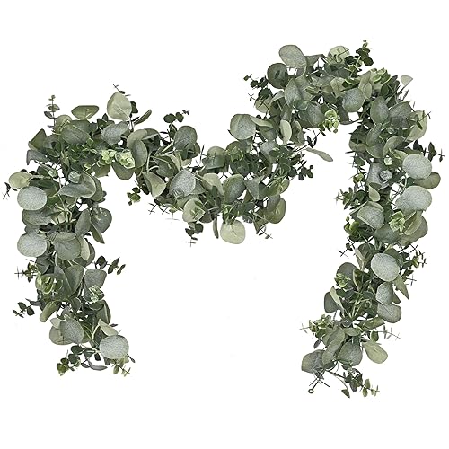 2-Pack 6ft Artificial Eucalyptus Garland, Faux Greenery Vines for Decor