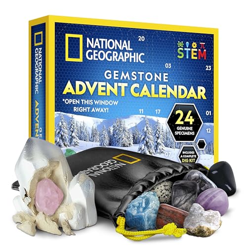Gemstone Advent Calendar for Kids - 24 Rocks, Dig Brick & Jewelry Settings