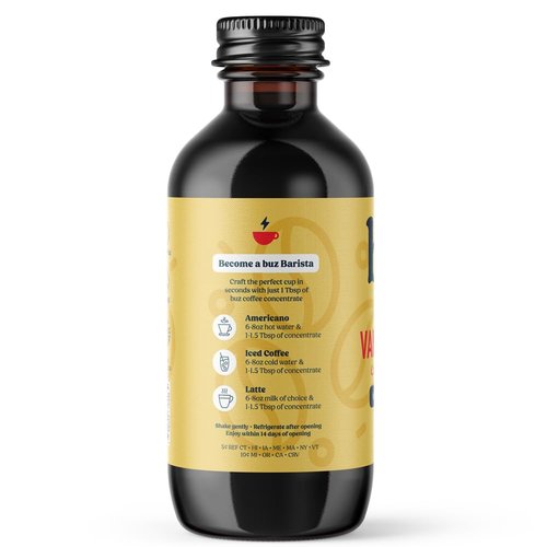 Buz Vanilla Bean Coffee Concentrate - Rich Flavor in Convenient 8oz Bottle