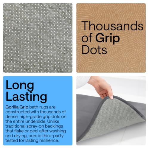 GORILLA GRIP Memory Foam Bath Rug - 24x17 Graphite Gray Absorbent Velvet Mat