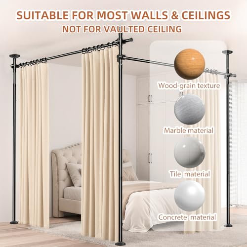 Adjustable No-Drill Room Divider Tension Rod, Heavy Duty Privacy Partition