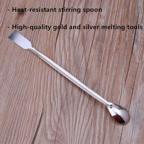 Fuzdaycu 2 Pcs Stainless Steel Melting & Stirring Spoons for Gold Silver Refining