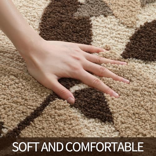 2-Piece Brown Bathroom Rug Set, Non-Slip Plush Microfiber Bath Mats
