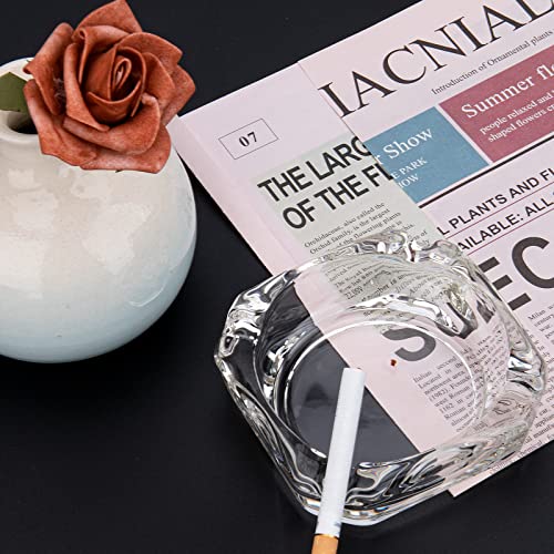 Square Glass Ashtray, Heavy Duty Transparent Ashtray for Home and Office