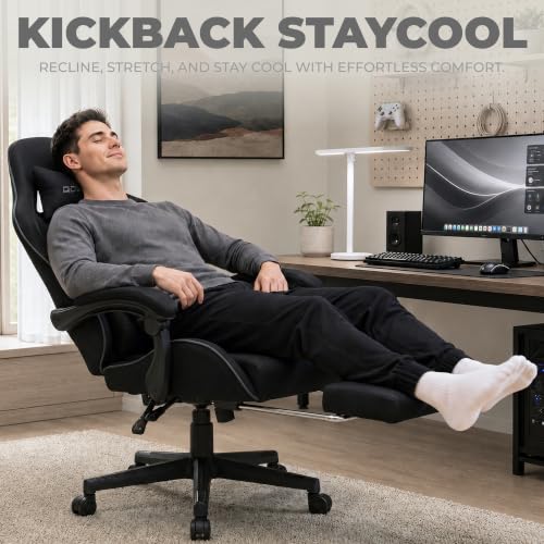 Ergonomic Fabric Gaming Chair with Pocket Spring Cushion and Footrest