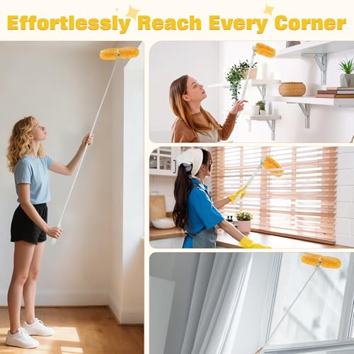 6 ft Extendable Microfiber Duster Kit with 20 Refill Pads & 360° Swivel Head