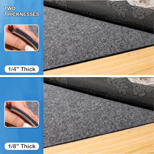 8x10 ft Non-Slip Rug Pad, Waterproof Felt Carpet Padding for Hardwood Floors