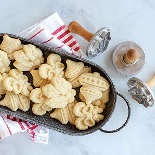 Nordic Ware Holiday Cookie Stamp Set of 3 - Durable Cast Aluminum Biscuit Molds, Made in USA
