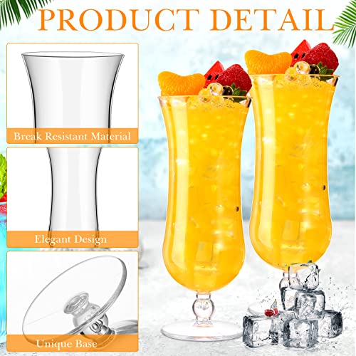 48 Pack Plastic Hurricane Glasses 15 oz for Cocktails & Tropical Drinks