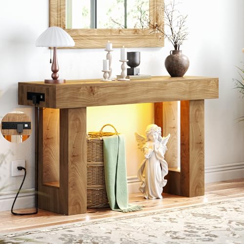 47-inch Console Table with Power Outlets, USB Ports and Sensor Light