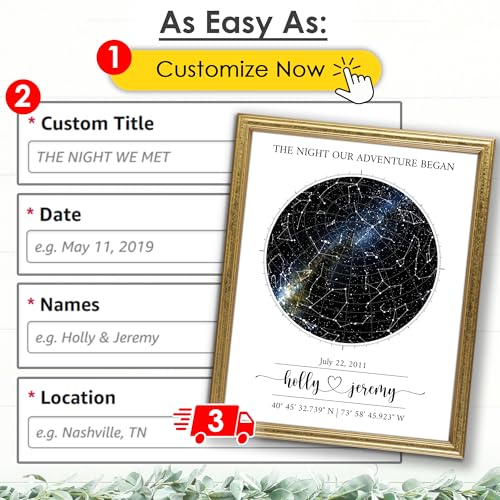 Custom Star Map Art Print Personalized Night Sky Wedding Anniversary Gift