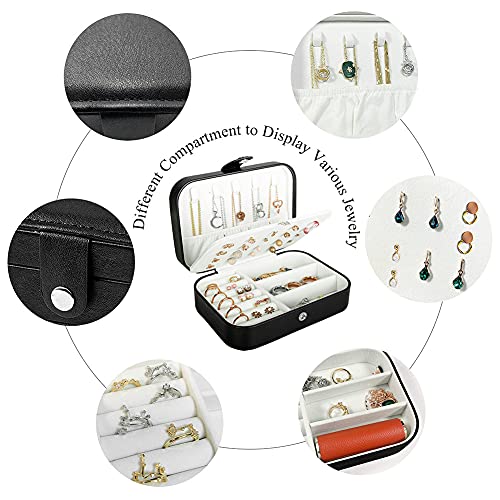 Small Travel Jewelry Organizer Box, Portable PU Leather Case for Jewelry