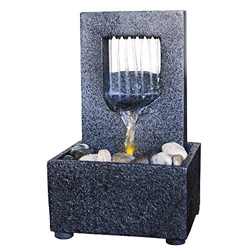 LED Relaxation Water Fountain with Raining Spouts and River Rocks