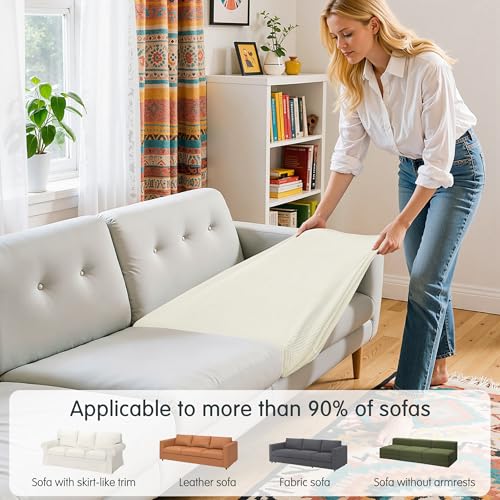 Stretch Couch Cushion Covers - 3-Piece Jacquard Sofa Seat Slipcover Set