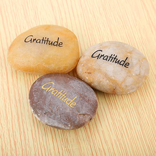 12pcs Engraved Gratitude Stones, Natural River Rock Pocket Stones