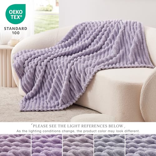 3D Stripe Jacquard Fleece Throw Blanket - Soft Lightweight Flannel 50x60