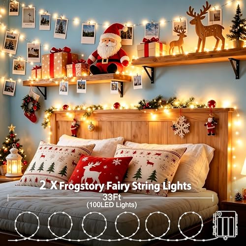 2-Pack Battery Operated Warm White LED Fairy Lights with Remote (33ft)