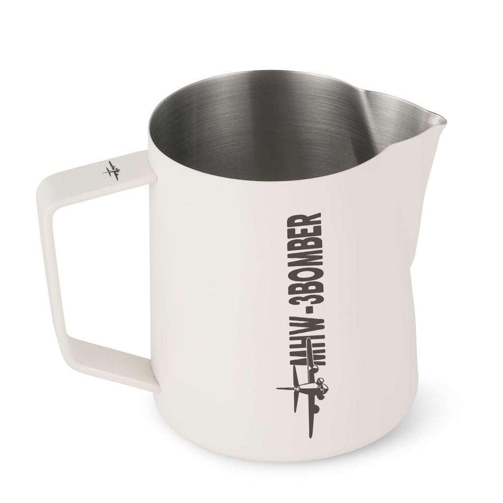 MHW-3BOMBER Latte Art Pitcher Stainless Steel Milk Frothing Pitcher Steamed Espresso Cup Barista Essentials (Cream White, 16.9oz/500ml) P5020W