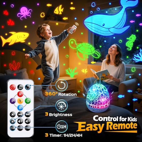 Dinosaur Egg Night Light Projector with 15 Soothing Sounds & 6 Films