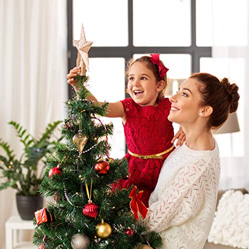 Gold Glitter Star Christmas Tree Topper - 8 Inch Bethlehem Holiday Decor