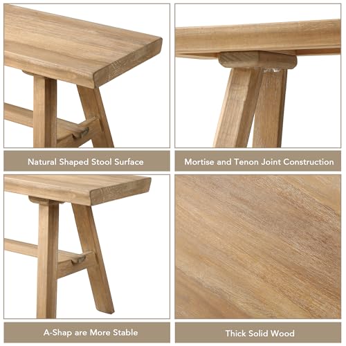 Rustic Solid Wood Bench, 39-inch Farmhouse Dining and Entryway Seat