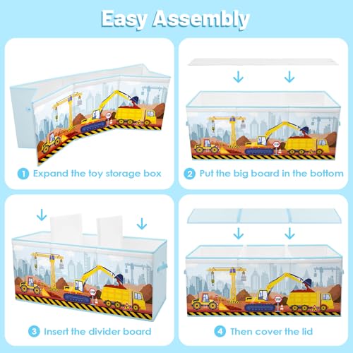 Extra Large Collapsible Toy Storage Chest with Lid and Dividers, 123L