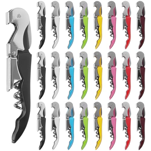 Colorful Stainless Steel Waiter's Corkscrew Wine Opener Set of 24 - Heavy Duty Bar Tool