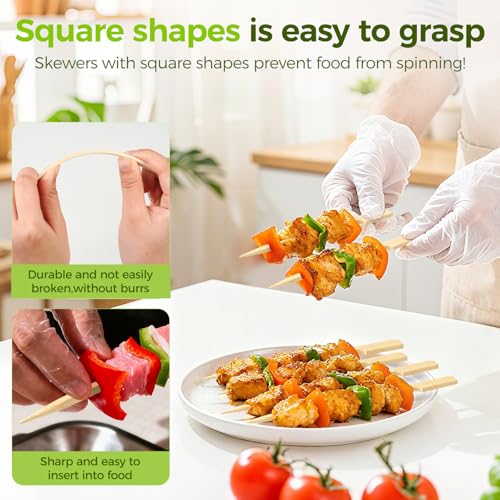BOWXUR 4.7 Inch Bamboo Appetizer Skewers 300 Pack - Cocktail & Charcuterie Picks