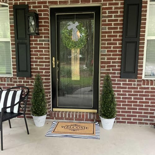 4ft Artificial Cedar Topiary Trees - Set of 2 Faux Potted Outdoor Plants
