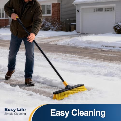 18-Inch Heavy Duty Outdoor Push Broom with Stiff Bristles & Long Handle