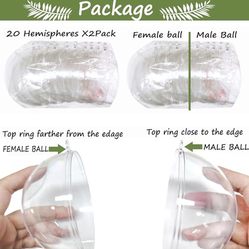 20PCS 80mm Clear Fillable Ornaments, Shatterproof Acrylic Baubles for DIY Crafts