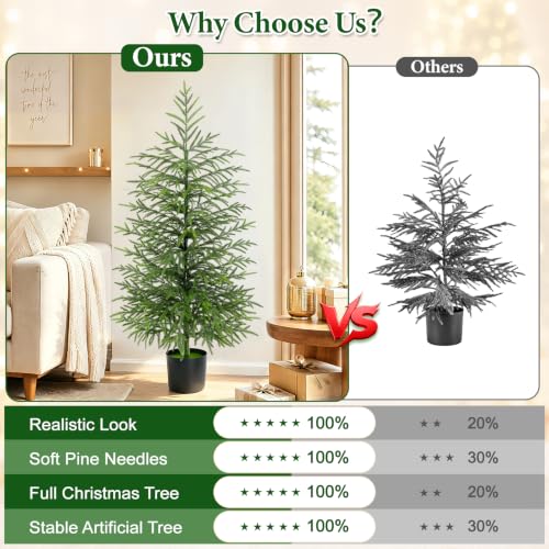 4 Ft Real Touch Norfolk Pine Christmas Tree with Lights - Yastouay, Tabletop