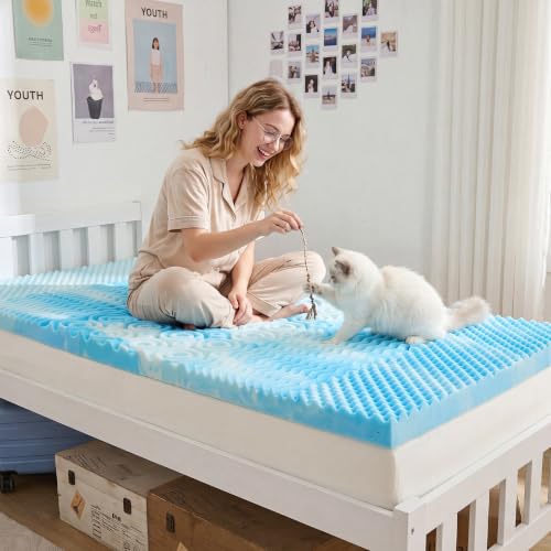 SINWEEK 2-Inch Gel Memory Foam Mattress Topper, Twin XL Dorm Bed Pad