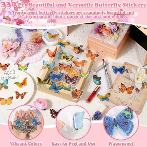 630 Pcs Dried Pressed Flowers and Butterfly Stickers Set for DIY Crafts